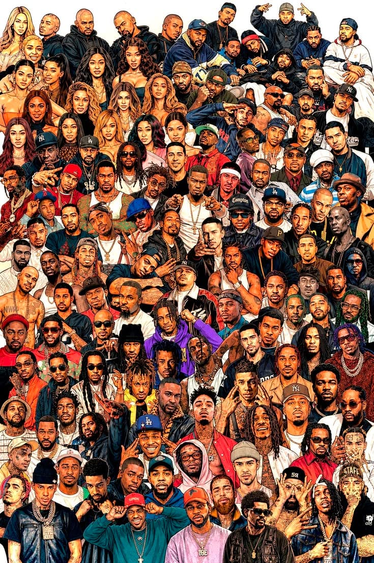Hip-hop artists collage