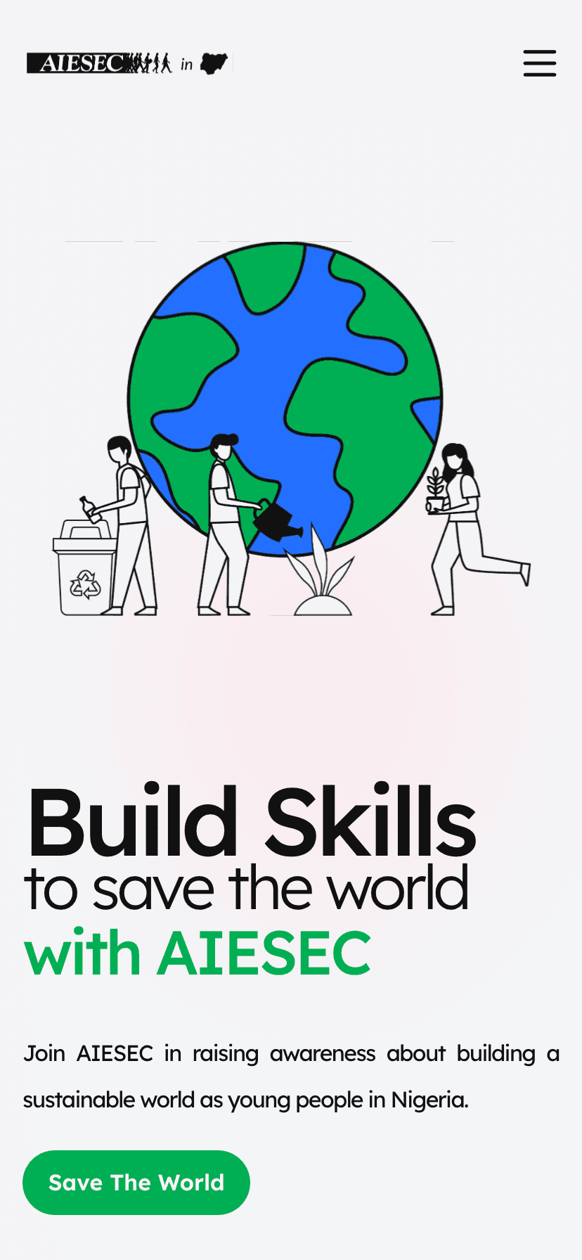 AIESEC International Youth Day homepage, mobile