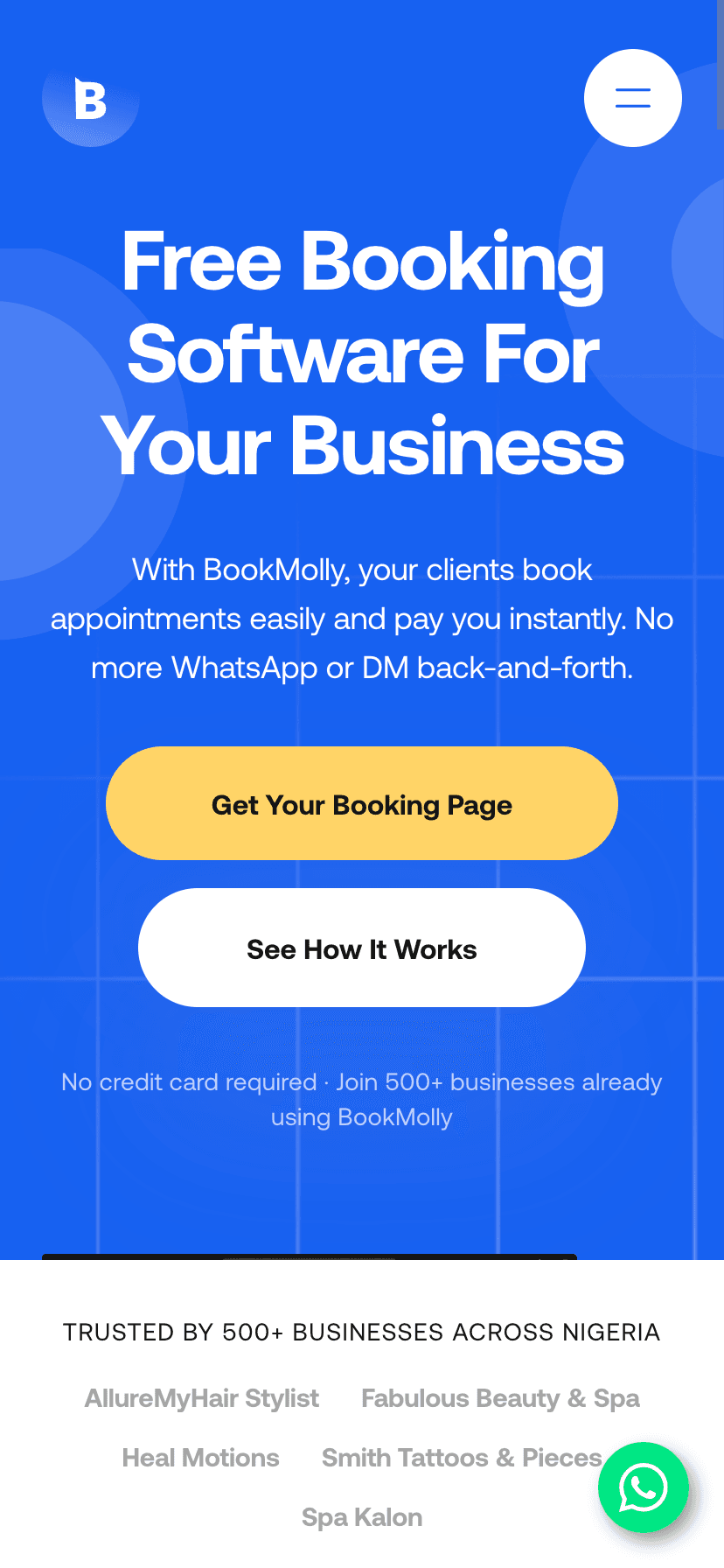 Bookmolly homepage, mobile