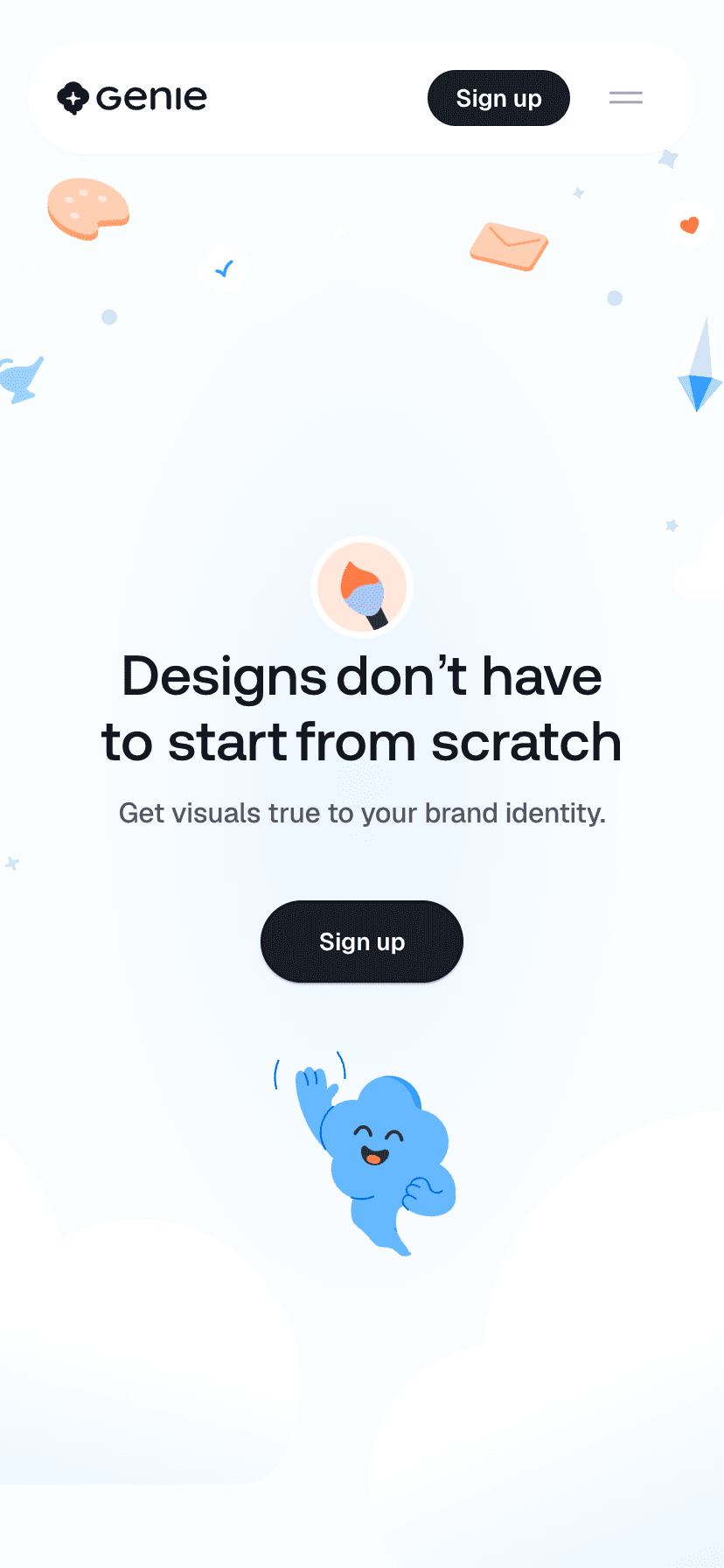Genie Studios homepage, mobile
