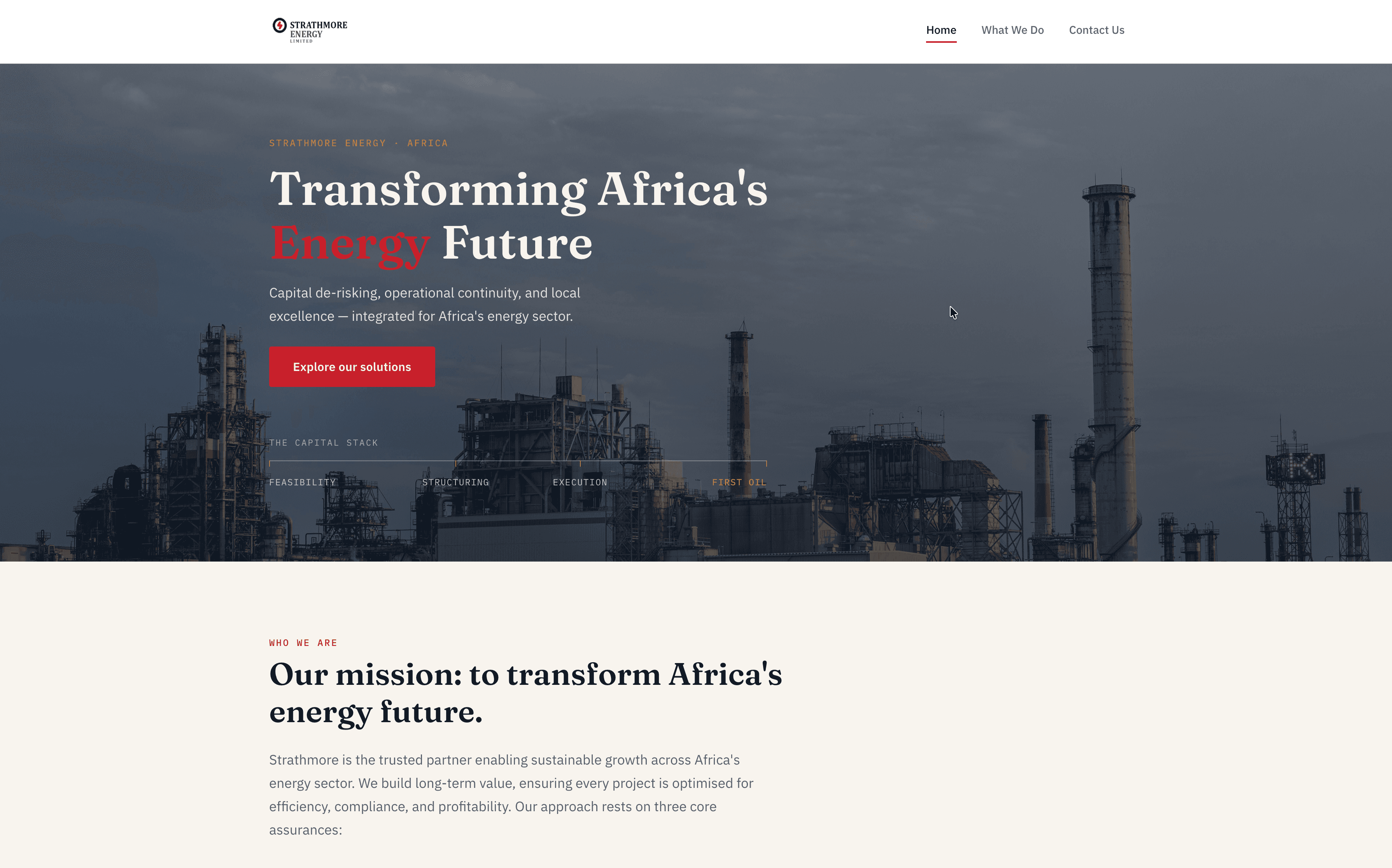 Strathmore Energy homepage, desktop