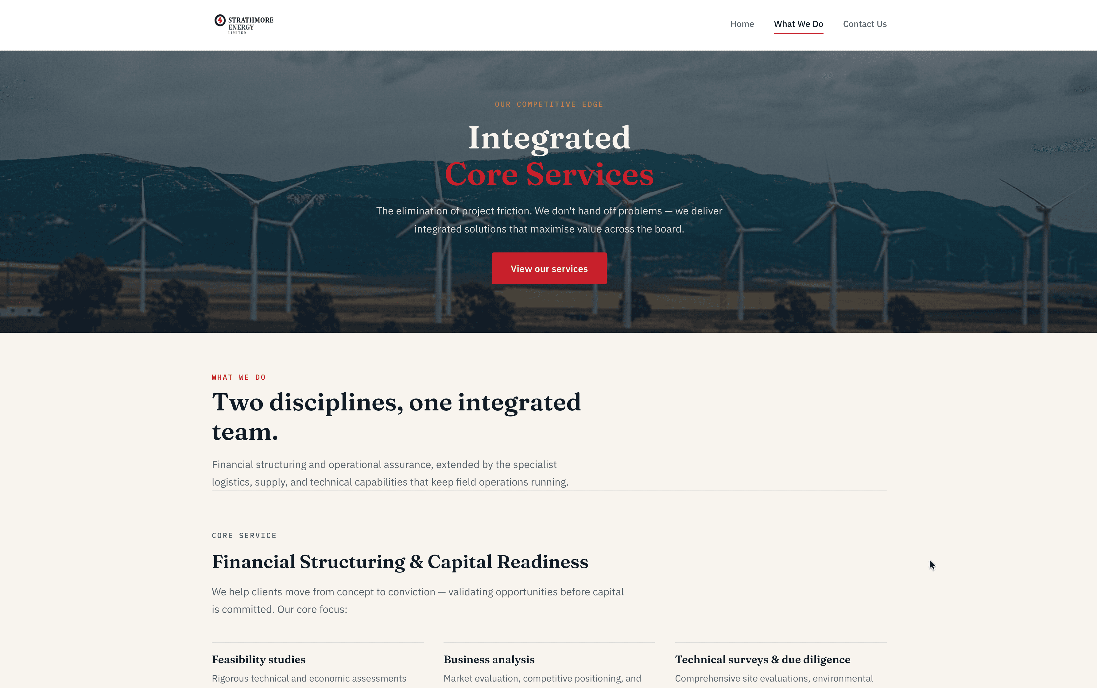Strathmore Energy, services detail